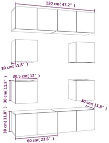 Conjunto móveis de TV 8 pcs madeira processada carvalho fumado