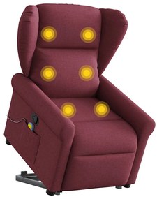 vidaXL Poltrona de massagens reclin. elevatória tecido vermelho tinto