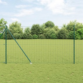 Cerca Euro com 7 Postes com Espinhos 1,6x10 m Aço Galvanizado Verde
