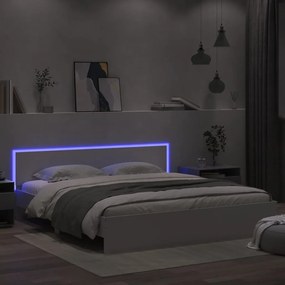vidaXL Estrutura de cama com cabeceira e luzes LED 200x200 cm branco