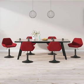 vidaXL Cadeiras de jantar giratórias 6 pcs veludo vermelho tinto