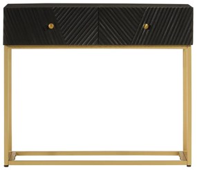 Mesa consola 90x30x76 cm mangueira maciça e ferro preto