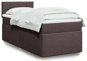 Cama com molas/colchão 90x200 cm tecido castanho-escuro