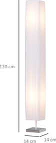 Candeeiro de pé de sala de estar de estilo moderno com interruptor, para sala de estar e quarto, 120 cm, branco