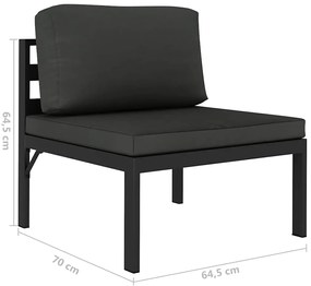6 pcs conjunto lounge jardim com almofadões alumínio antracite
