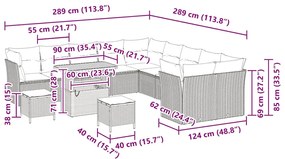 Conjunto de Sofá de Jardim com 13 Peças e Almofadas Bege em Rattan Sin