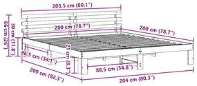 Estrutura de Cama Branca Branca Madeira Sólida 200 x 200 cm