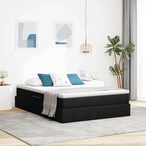 vidaXL Cama com arrumação e colchão Preto 140 x 200 cm Poliéster