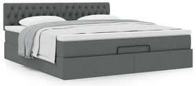 Estrutura de cama otomana com colchão tecido cinzento escuro