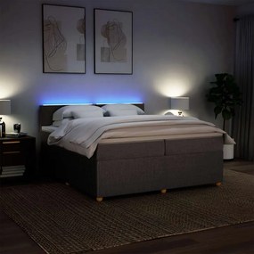 Cama com molas/colchão 200x200 cm tecido castanho-acinzentado