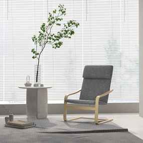 Poltrona de sala, poltrona de quarto com braços curvos, almofada, tecido com aspeto de linho, 65 x 79 x 98 cm, cinzento