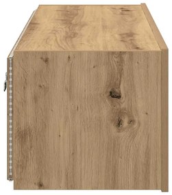 Armário de TV vidaXL com luzes LED Carvalho Artesanal 100x35x31 cm