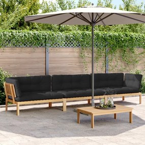 vidaXL 4 pcs móveis de paletes p/ jardim c/ almofadões acácia maciça