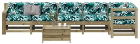 7 pcs conjunto lounge de jardim c/ almofadões pinho impregnado