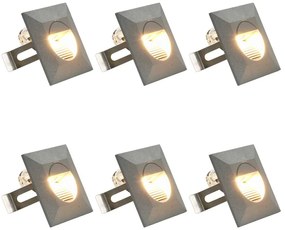Iluminação LED de parede exterior 6 pcs 5 W quadrado prateado