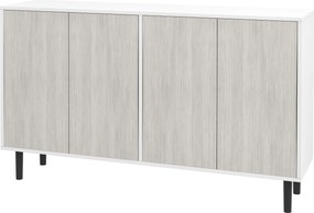 HOMCOM Aparador de Cozinha Móvel de Arrumação 2 Armários com Prateleiras Ajustáveis 121x37x75 cm Branco e Efeito Madeira Cinza | Aosom Portugal