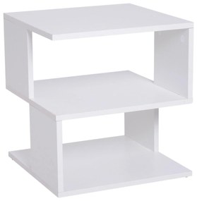 HOMCOM Mesa Auxiliar Mesa de Cabeceira de 2 Níveis com Prateleira de Armazenamento para Sala Quarto Estante 40x40x43 cm Branco | Aosom Portugal