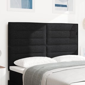 Cabeceira Design de Linhas Preto 160 cm Tecido