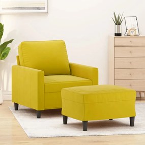 vidaXL Poltrona com apoio de pés 60 cm veludo amarelo