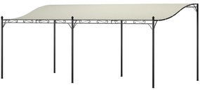 Outsunny Pérgola de Parede 591x298x200-253 cm Pérgola com Teto de Poliéster Impermeável e Estrutura Metálica Creme