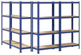 Prateleiras de armazenamento de 4 camadas 4 pcs aço azul