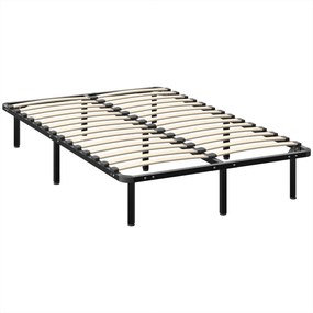 HOMCOM Cama de Casal Industrial a 28 Ripas com Espaço de Armazenamento, em Madeira e Aço, 120x190x31 cm, Preto e Madeira | Aosom Portugal