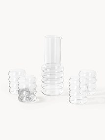 Jarro em vidro borossilicato artesanal com copos Bubbly, conjunto de 5
