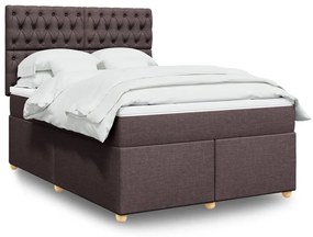 Cama com molas/colchão 160x200 cm tecido castanho-escuro