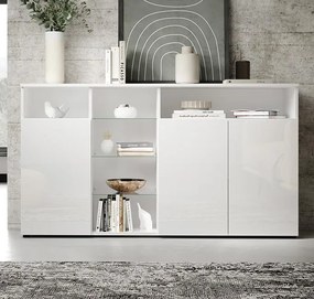 Aparador "Melinda" com Luzes LED - 150x82x40 cm - Branco Brilhante - D
