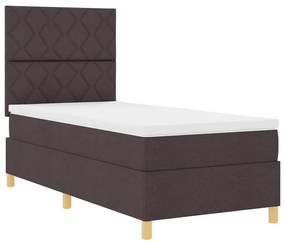 Cama Box com Colchão Castanho Escuro 100x200 cm Tecido