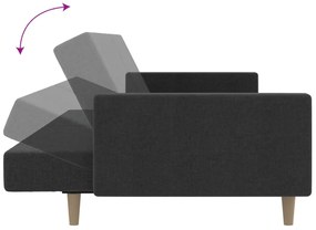 Sofá-cama de 2 lugares tecido cinzento-escuro