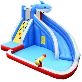 Castelo insuflável para crianças com escorrega de água Parque de água insuflável sem ventilador 390 x 305 x 240 cm Azul