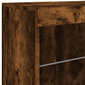Aparador com luzes LED 142,5x37x67 cm carvalho fumado