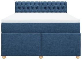 Cama com molas/colchão 140x200 cm tecido azul
