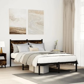vidaXL Estrutura de cama sem colchão 120x200 cm metal carvalho fumado