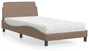 Cama com colchão 100x200 cm couro artificial cappuccino