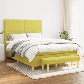 vidaXL Cama com molas/colchão 140x190 cm tecido verde-claro