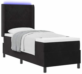 Cama Box Spring vidaXL com Colchão e LED Preto 80x200 cm Veludo