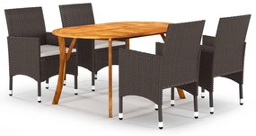 vidaXL 5 pcs conjunto de jantar para jardim castanho