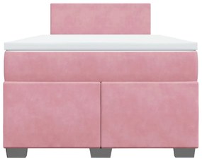 Cama boxspring com colchão 120x190 cm veludo rosa