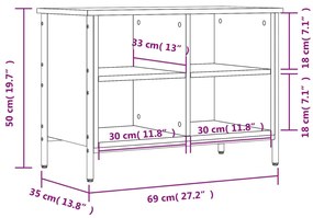 Sapateira Kiri - Com 4 Compartimentos - Cor Carvalho Sonoma - 69x35x50