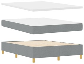 Cama Box Spring vidaXL com Colchão e Banco Cinza Claro 140x190 cm Teci