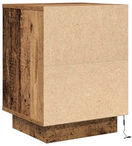 Mesas cabeceira c/ luzes LED 2 pcs 38x34x50 cm madeira velha