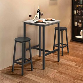 Mesa de bar (bancos não incluídos) com estrutura de aço 60 x 60 x 92 cm branco vintage-preto