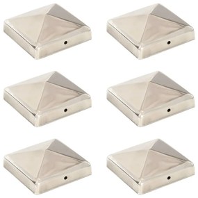 vidaXL Tampas piramidais p/ postes vedação 6pcs aço inoxidável 91x91mm
