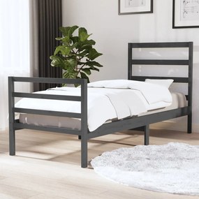 vidaXL Estrutura de cama pequena solteiro 75x190 cm pinho maciço cinza