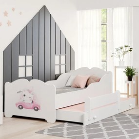 Cama dupla infantil ANNA 160x80 branca - gato - colchão e estrado incluído