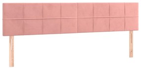 Cama box spring c/ colchão/LED 160x200 cm veludo rosa