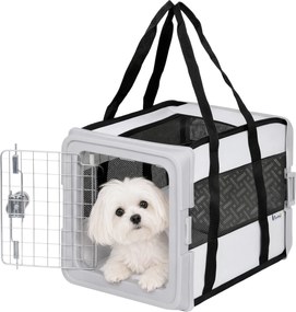 Transportadora para Gatos e Cães Dobrável, 49,5 x 34 x 35,5 cm, Tecido Impermeável, Cinzenta