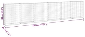 Muro gabião com tampas aço galvanizado 300x30x100 cm